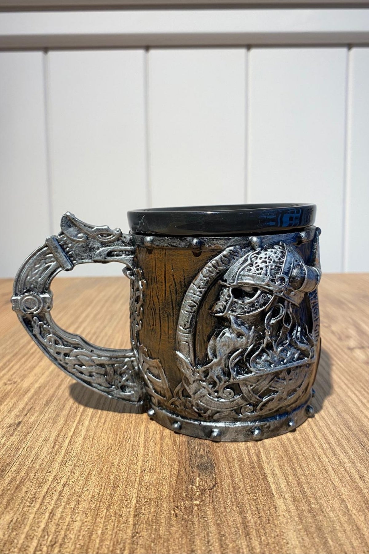 Viking Warrior Mug – Norse Mythology Dragon Handle Tankard