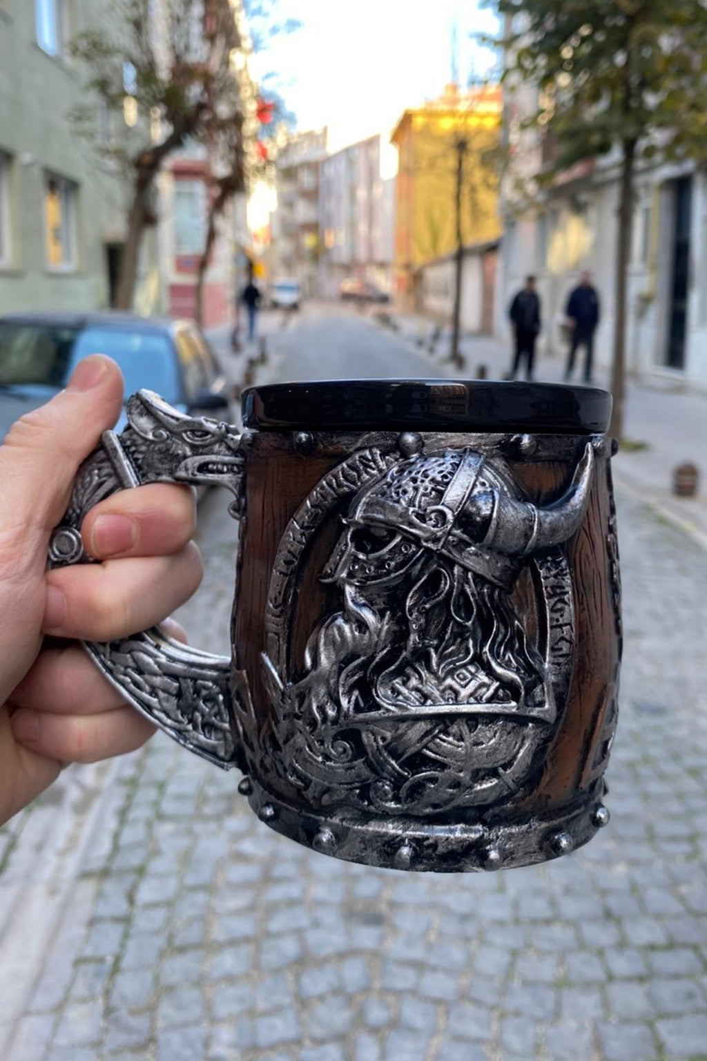 Viking Warrior Mug – Norse Mythology Dragon Handle Tankard