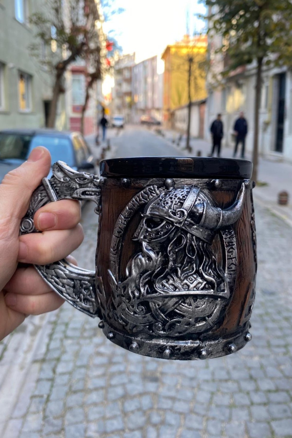 Viking Warrior Mug – Norse Mythology Dragon Handle Tankard