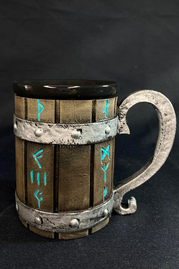 Viking Rune Carved Collectible Mug