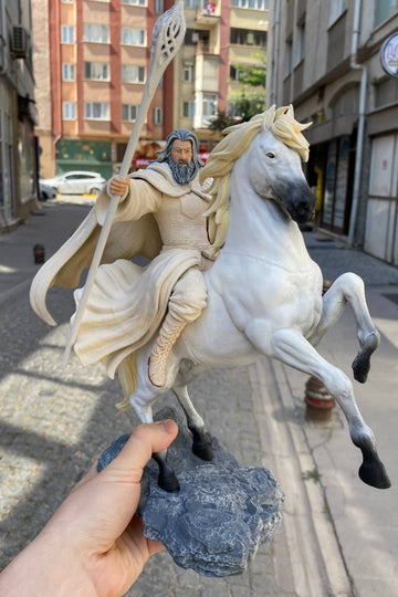 White Wizard With Horse Statue, Fan Art Statue