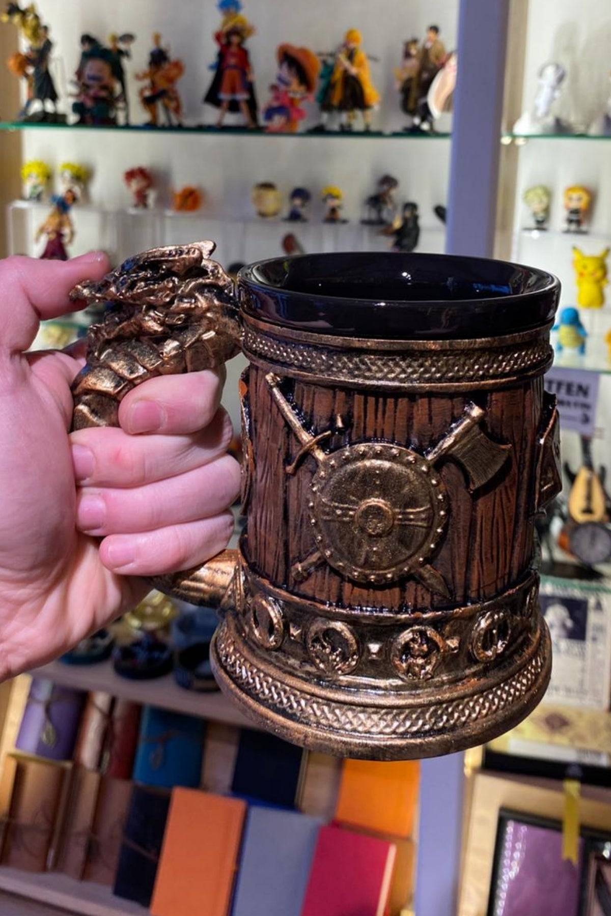 Handmade Golden Tavern Mug – Medieval Barrel Decor, Ceramic Cup