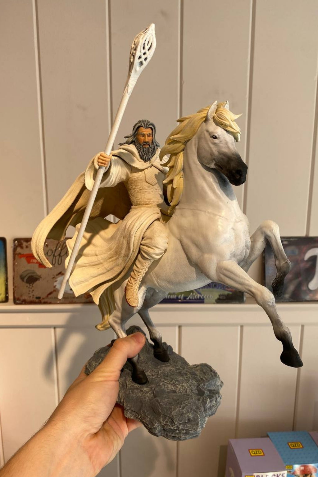 White Wizard With Horse Statue, Fan Art Statue