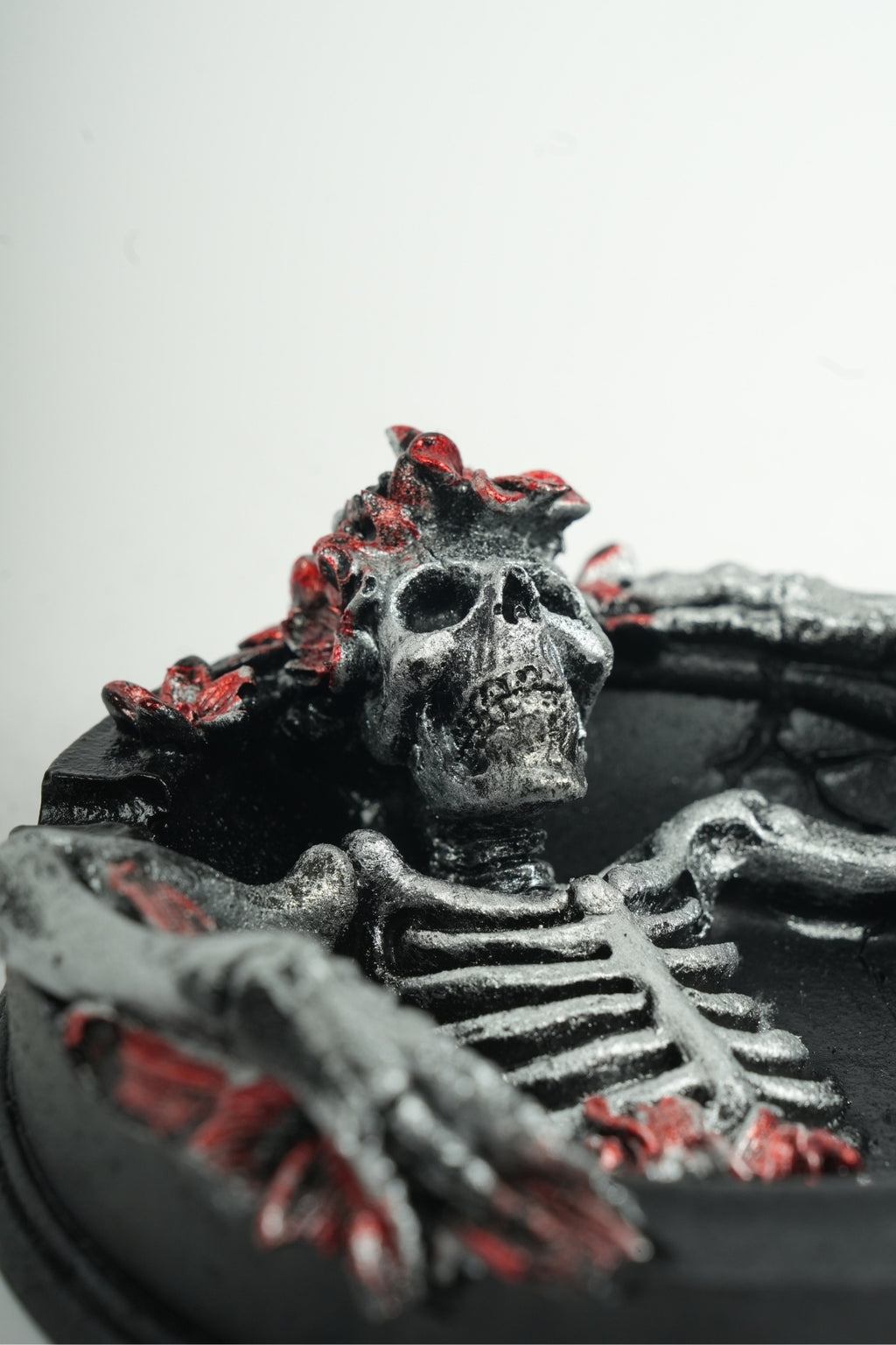 Gothic Skeleton Ashtray with Floral Details