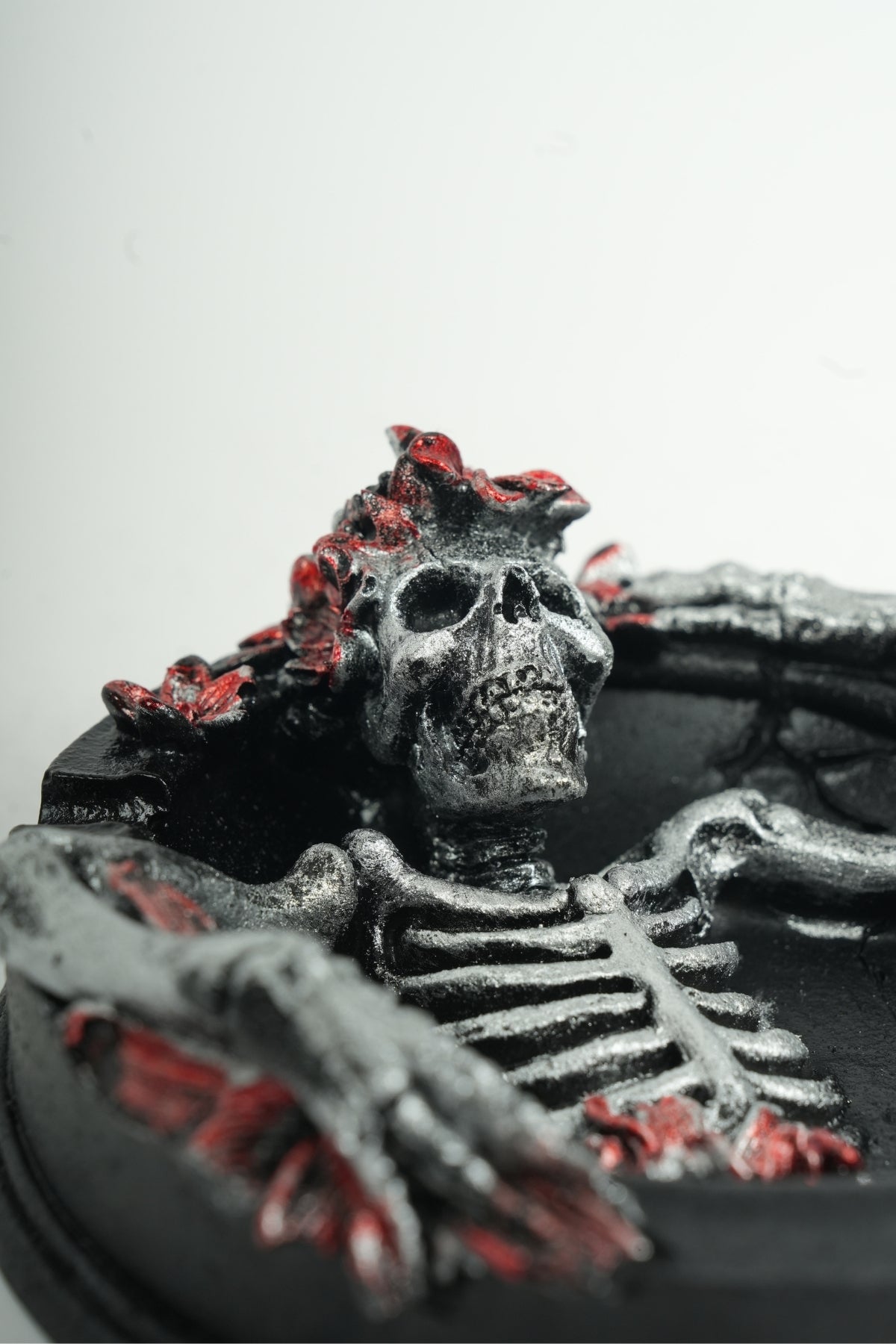 Gothic Skeleton Ashtray with Floral Details
