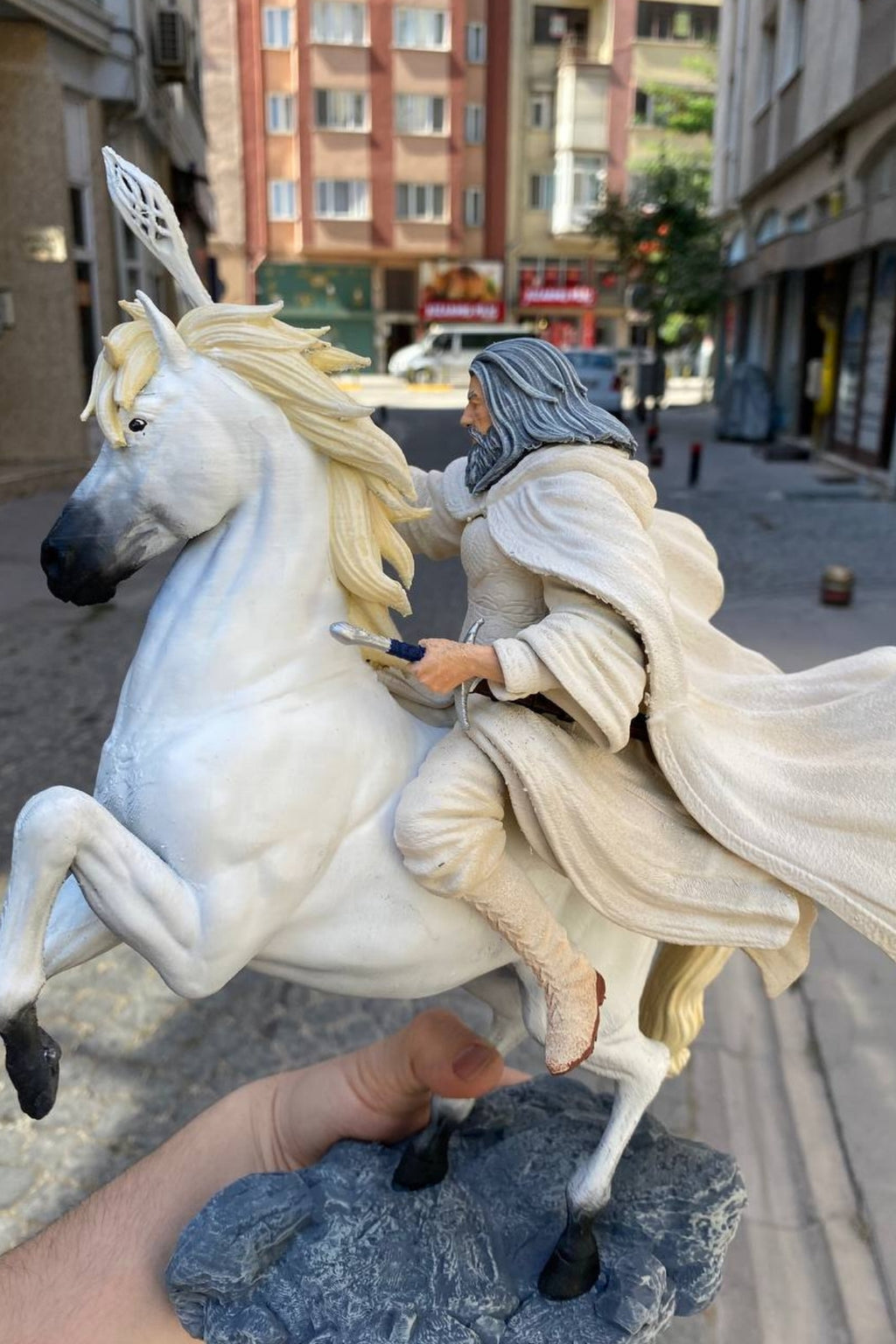 White Wizard With Horse Statue, Fan Art Statue