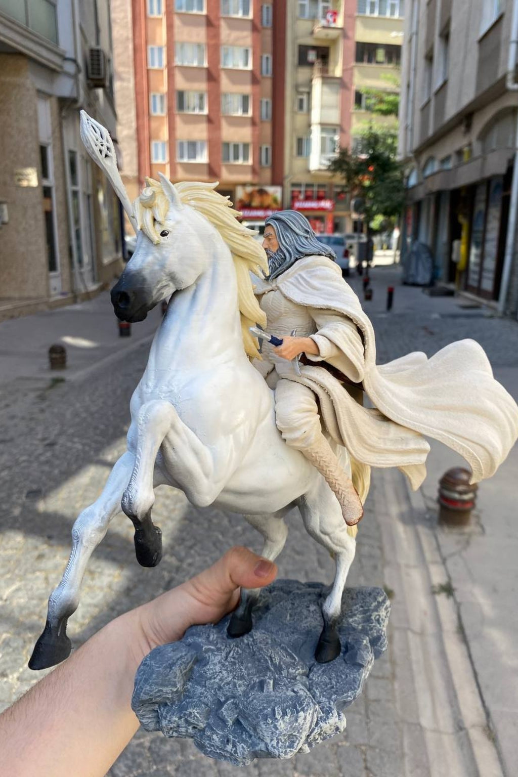 White Wizard With Horse Statue, Fan Art Statue