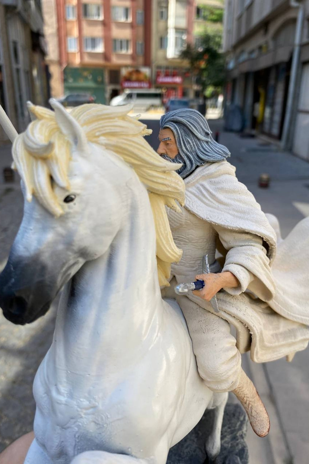 White Wizard With Horse Statue, Fan Art Statue